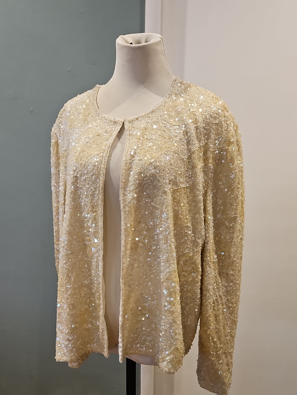 Sequin Silk Women's Open-Front Jacket O264